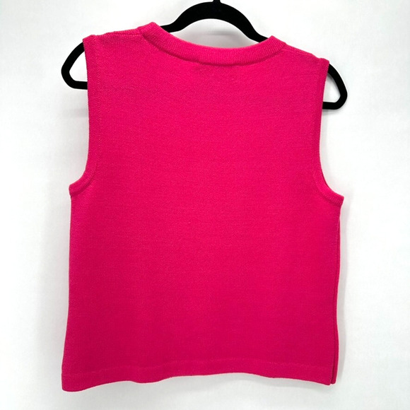 Vintage St. John Sport Santana Knit Tank Top Women M Cerise Pink Pullover Preppy - Picture 4 of 7